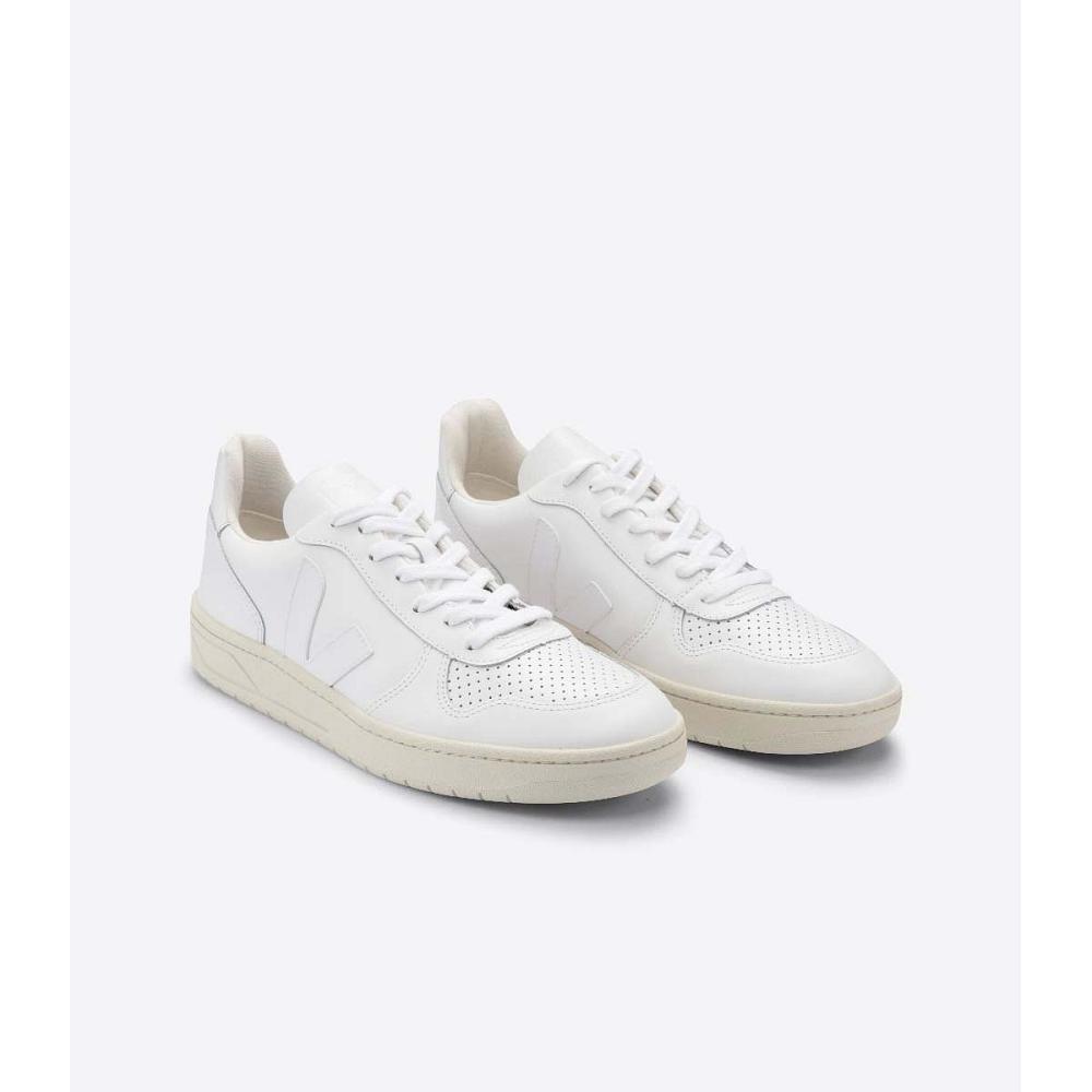 Men's Veja V-10 LEATHER Sneakers White | ZA 339SGL